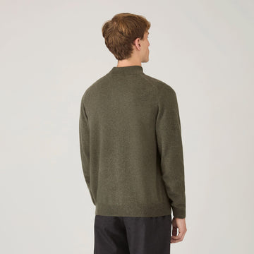 Sunspel Cashmere Half Zip Khaki