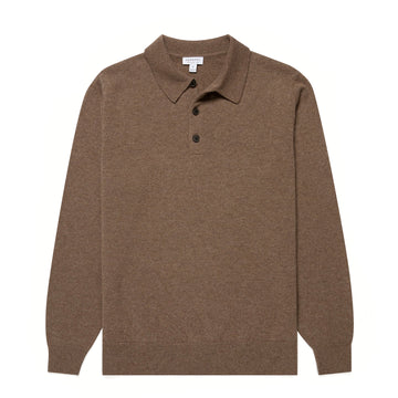 Sunspel Cashmere Polo Taupe
