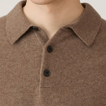 Sunspel Cashmere Polo Taupe