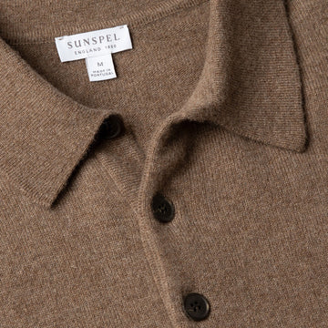 Sunspel Cashmere Polo Taupe