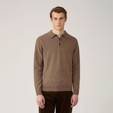 Sunspel Cashmere Polo Taupe