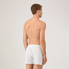 Sunspel Classic Boxer Short White / Blue / Green Archive Stripe - Parasol Store