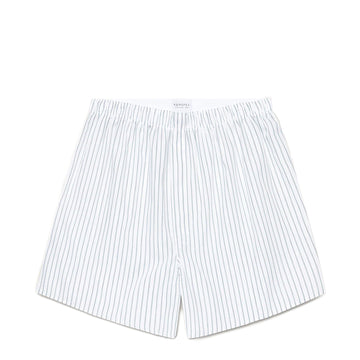 Sunspel Classic Boxer Short White / Blue / Green Archive Stripe - Parasol Store