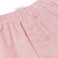 Sunspel Classic Boxer Short White / Red Micro Gingham