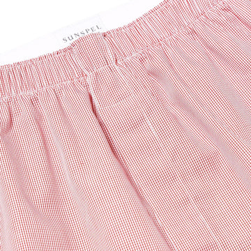 Sunspel Classic Boxer Short White / Red Micro Gingham