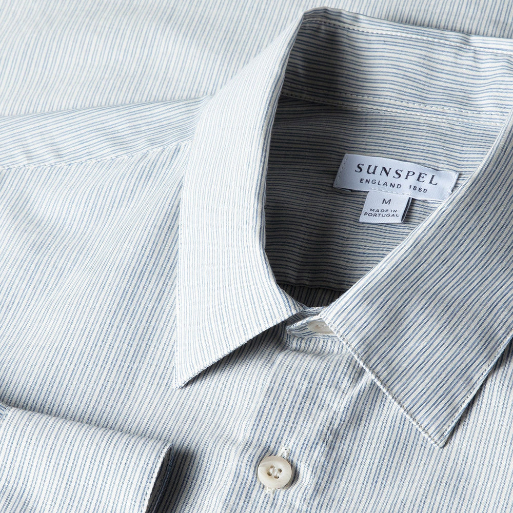 Sunspel Cotton Cashmere Shirt Light Blue / White - Parasol Store