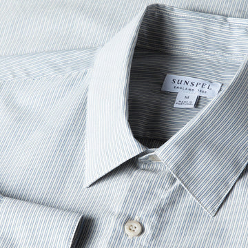 Sunspel Cotton Cashmere Shirt Light Blue / White - Parasol Store