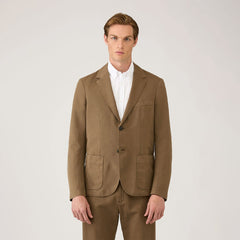 Sunspel Cotton Linen Blazer Dark Cedar