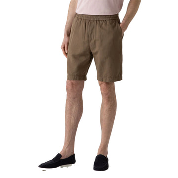 Sunspel Cotton Linen Drawstring Shorts Dark Tan - Parasol Store