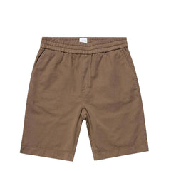 Sunspel Cotton Linen Drawstring Shorts Dark Tan - Parasol Store