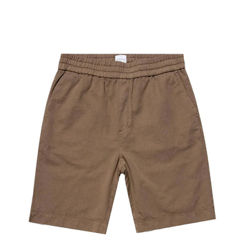 Sunspel Cotton Linen Drawstring Shorts Dark Tan