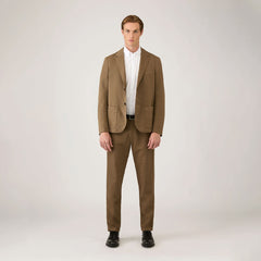 Sunspel Cotton Linen Trouser Dark Cedar 32" LEG