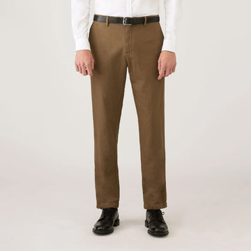 Sunspel Cotton Linen Trouser Dark Cedar 32" LEG