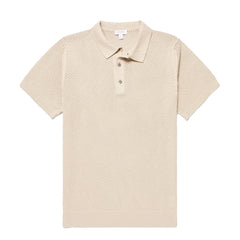 Sunspel Cotton Mesh Polo Hazelwood