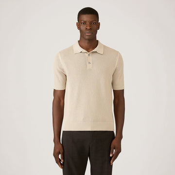 Sunspel Cotton Mesh Polo Hazelwood