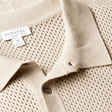 Sunspel Cotton Mesh Polo Hazelwood