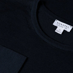 Sunspel Extra-Fine Merino Crew Neck Knit Light Navy - Parasol Store