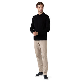 Sunspel Extra-Fine Merino Polo Shirt Black - Parasol Store
