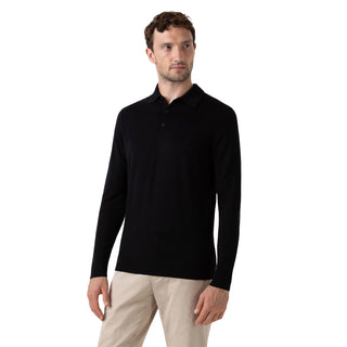 Sunspel Extra-Fine Merino Polo Shirt Black
