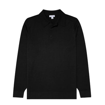 Sunspel Extra-Fine Merino Polo Shirt Black