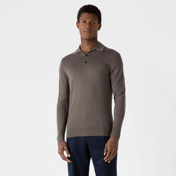 Sunspel Extra-Fine Merino Polo Shirt Cedar