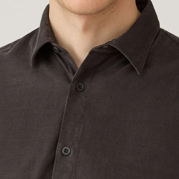 Sunspel Fine Cord Shirt Anthracite