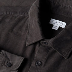 Sunspel Fine Cord Shirt Anthracite