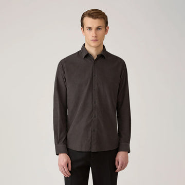 Sunspel Fine Cord Shirt Anthracite