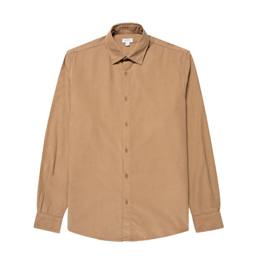 Sunspel Fine Cord Shirt Dark Beige