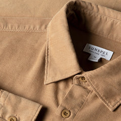 Sunspel Fine Cord Shirt Dark Beige