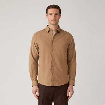 Sunspel Fine Cord Shirt Dark Beige