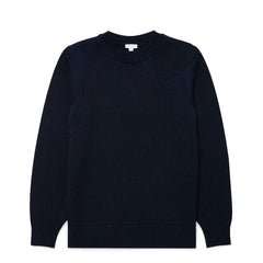 Sunspel Fisherman Mock Neck Jumper Navy - Parasol Store