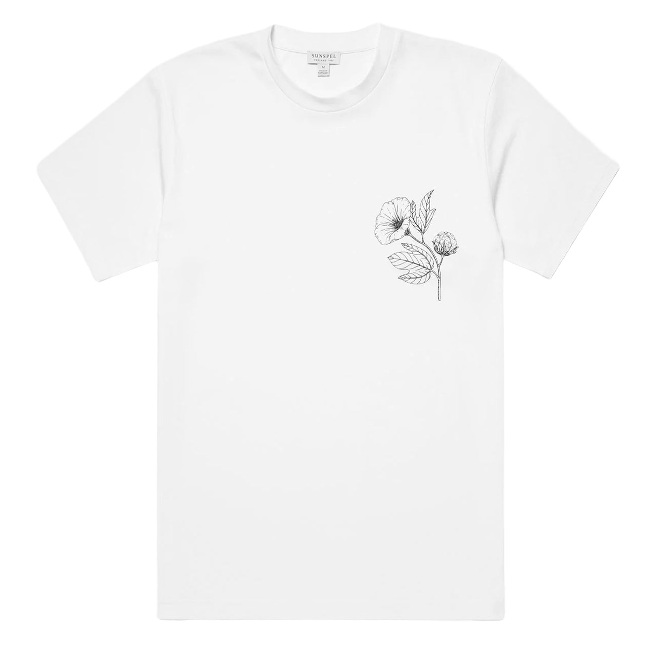 Sunspel Flower Print T-Shirt White - Parasol Store