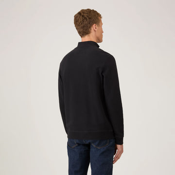 Sunspel Half Zip Sweatshirt Black - Parasol Store