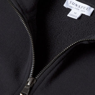 Sunspel Half Zip Sweatshirt Black - Parasol Store