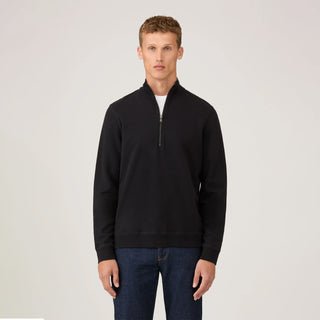 Sunspel Half Zip Sweatshirt Black - Parasol Store