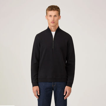 Sunspel Half Zip Sweatshirt Black - Parasol Store