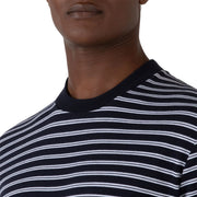 Sunspel Heavy Weight Stripe S/S Crew Tee Navy / White - Parasol Store