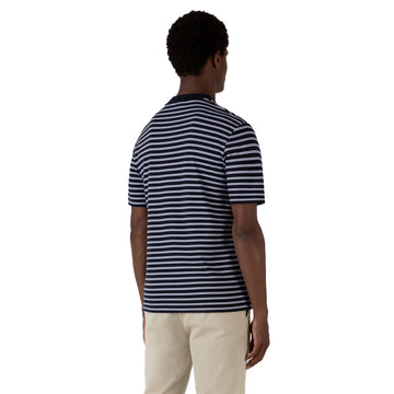 Sunspel Heavy Weight Stripe S/S Crew Tee Navy / White - Parasol Store