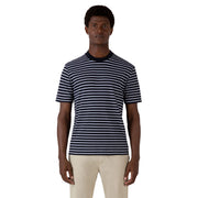 Sunspel Heavy Weight Stripe S/S Crew Tee Navy / White - Parasol Store