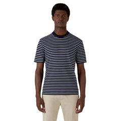 Sunspel Heavy Weight Stripe S/S Crew Tee Navy / White - Parasol Store