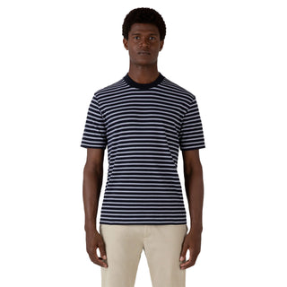 Sunspel Heavy Weight Stripe S/S Crew Tee Navy / White - Parasol Store