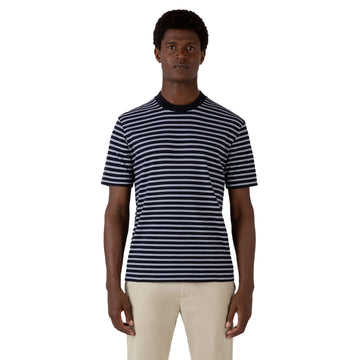 Sunspel Heavy Weight Stripe S/S Crew Tee Navy / White - Parasol Store