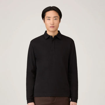 Sunspel Heavyweight L/S Rugby Polo Black