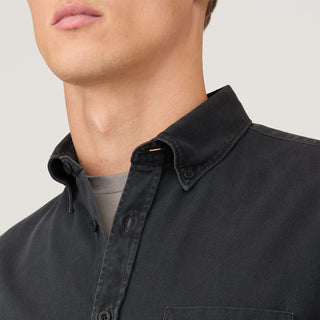 Sunspel Indigo Twill Shirt Black Rinse Denim - Parasol Store