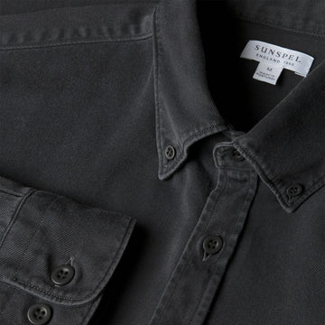 Sunspel Indigo Twill Shirt Black Rinse Denim - Parasol Store