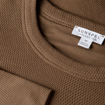 Sunspel LS Cellulock Crew Neck Dark Cedar