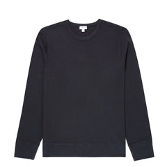 Sunspel LS Cellulock Crew Neck Navy