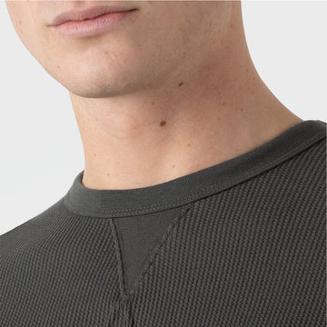 Sunspel L/S Waffle T-Shirt Drill Green - Parasol Store