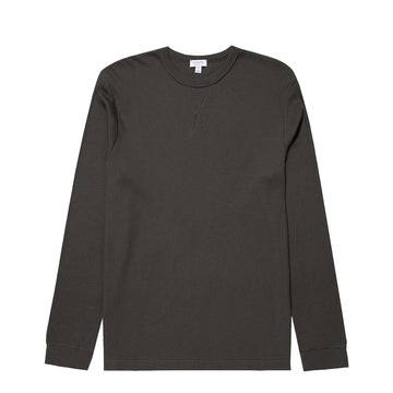 Sunspel L/S Waffle T-Shirt Drill Green - Parasol Store